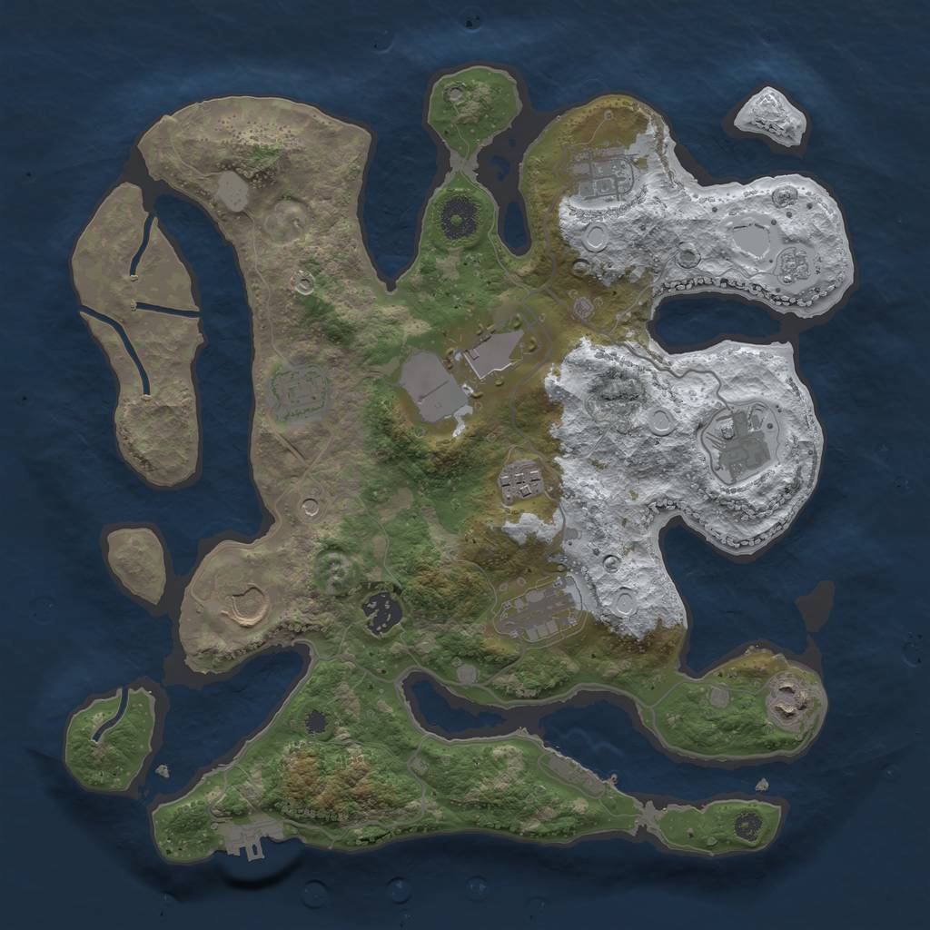 Rust Map: Procedural Map, Size: 3500, Seed: 283842, 18 Monuments