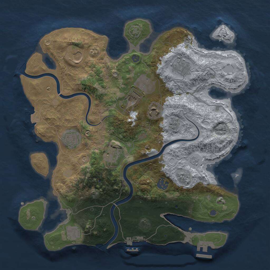 Rust Map: Procedural Map, Size: 3500, Seed: 283842, 14 Monuments