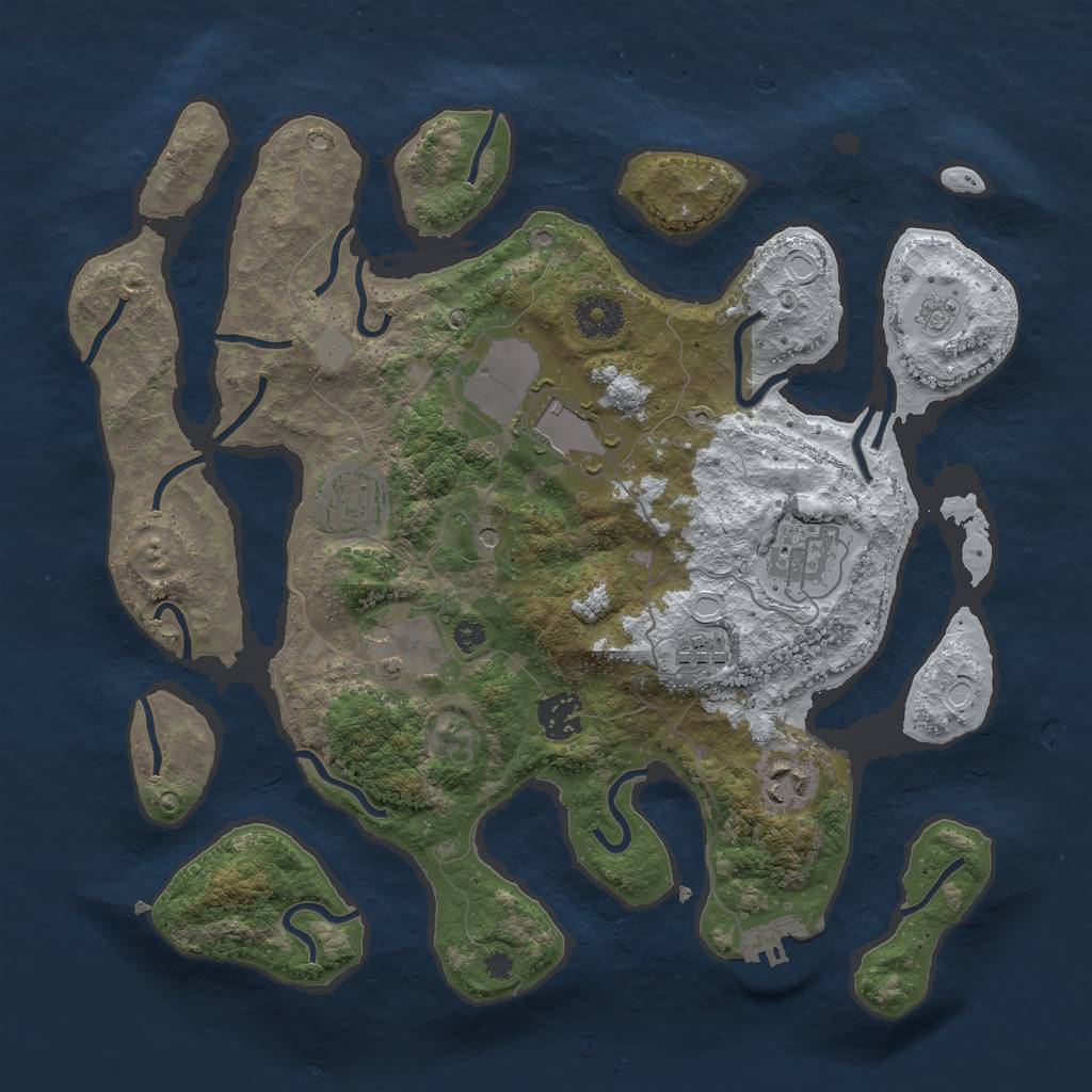 Rust Map: Procedural Map, Size: 3500, Seed: 4785079, 15 Monuments