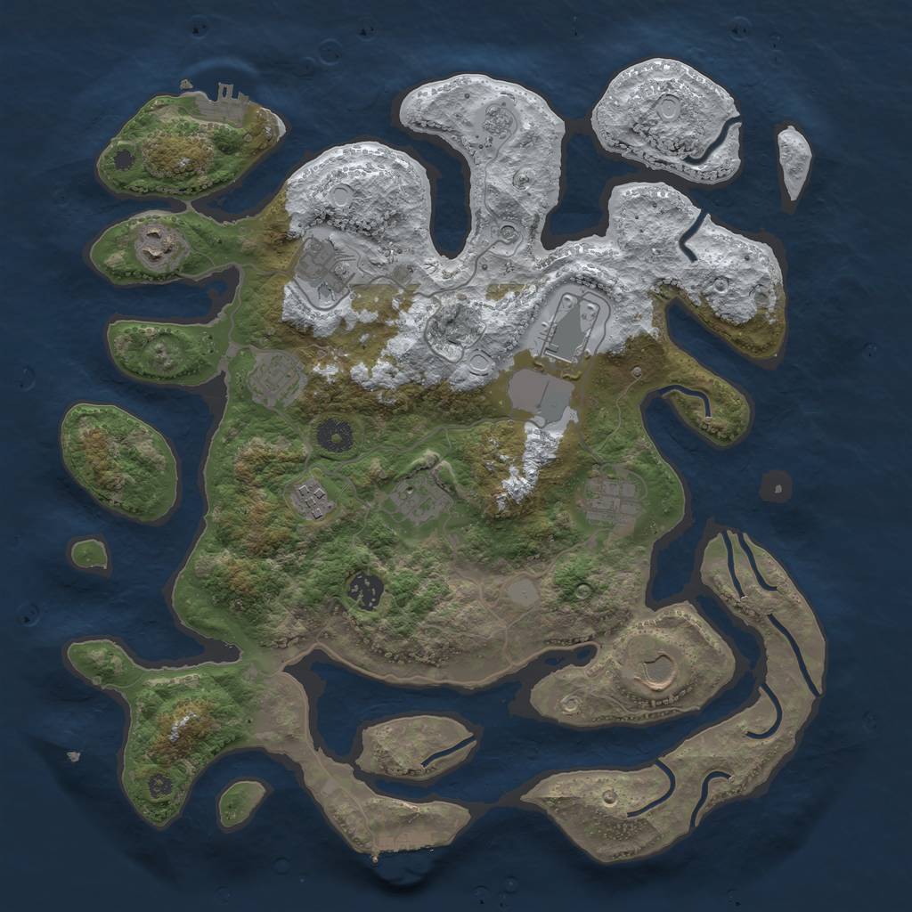 Rust Map: Procedural Map, Size: 3800, Seed: 2436577, 18 Monuments