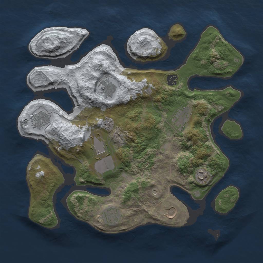 Rust Map: Barren, Size: 3500, Seed: 5800075, 12 Monuments
