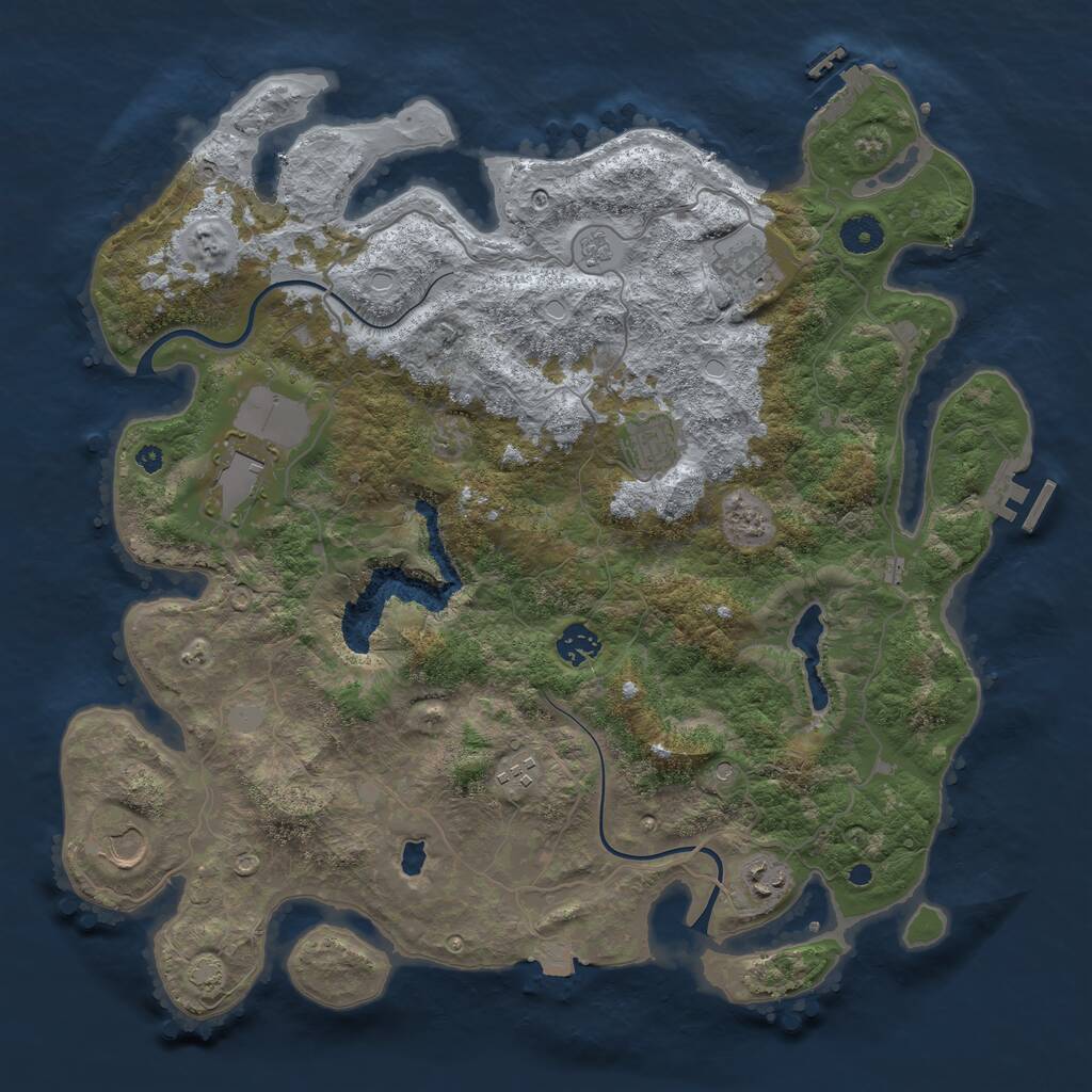 Rust Map: Procedural Map, Size: 4000, Seed: 5948742, 13 Monuments