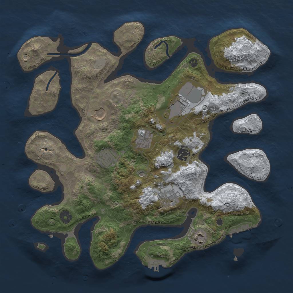 Rust Map: Procedural Map, Size: 3500, Seed: 228873, 15 Monuments