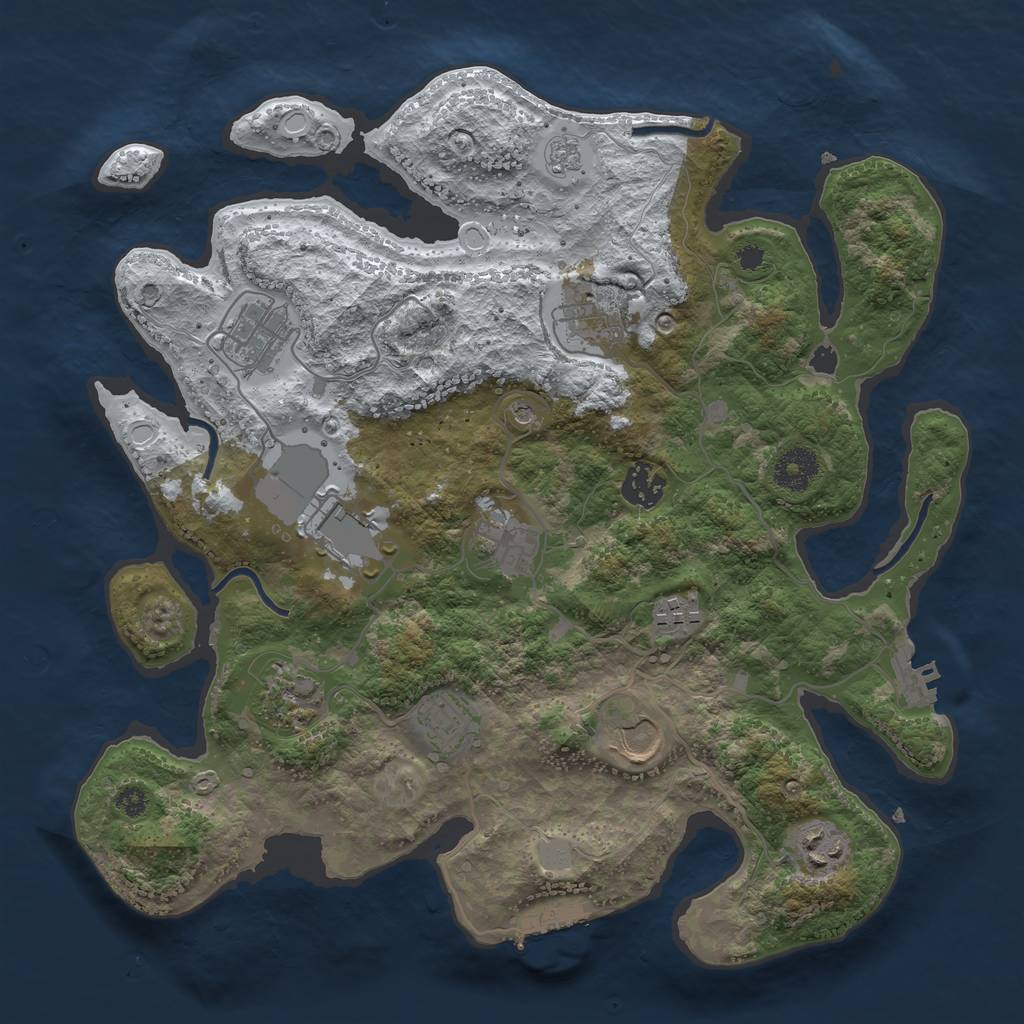 Rust Map: Procedural Map, Size: 3500, Seed: 5058768, 19 Monuments