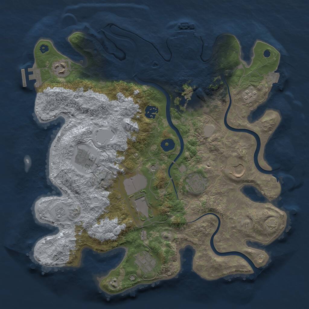 Rust Map: Procedural Map, Size: 3500, Seed: 522505, 15 Monuments