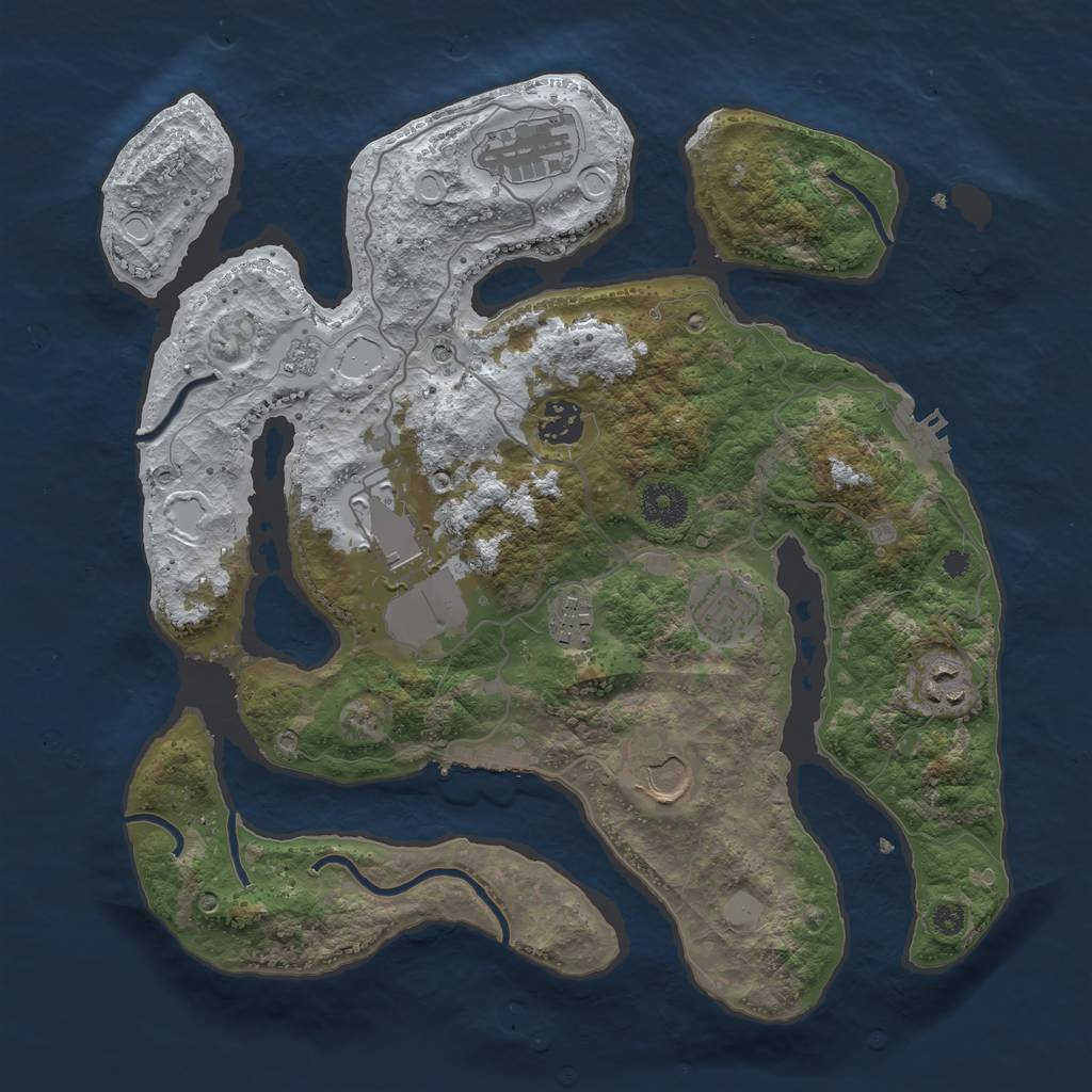 Rust Map: Procedural Map, Size: 3500, Seed: 2533512, 16 Monuments