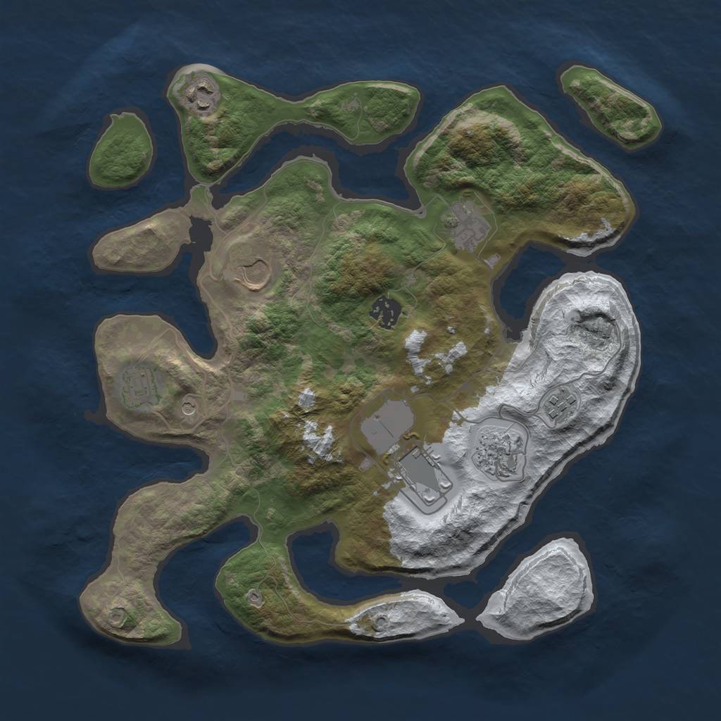 Rust Map: Barren, Size: 3500, Seed: 3111862, 11 Monuments