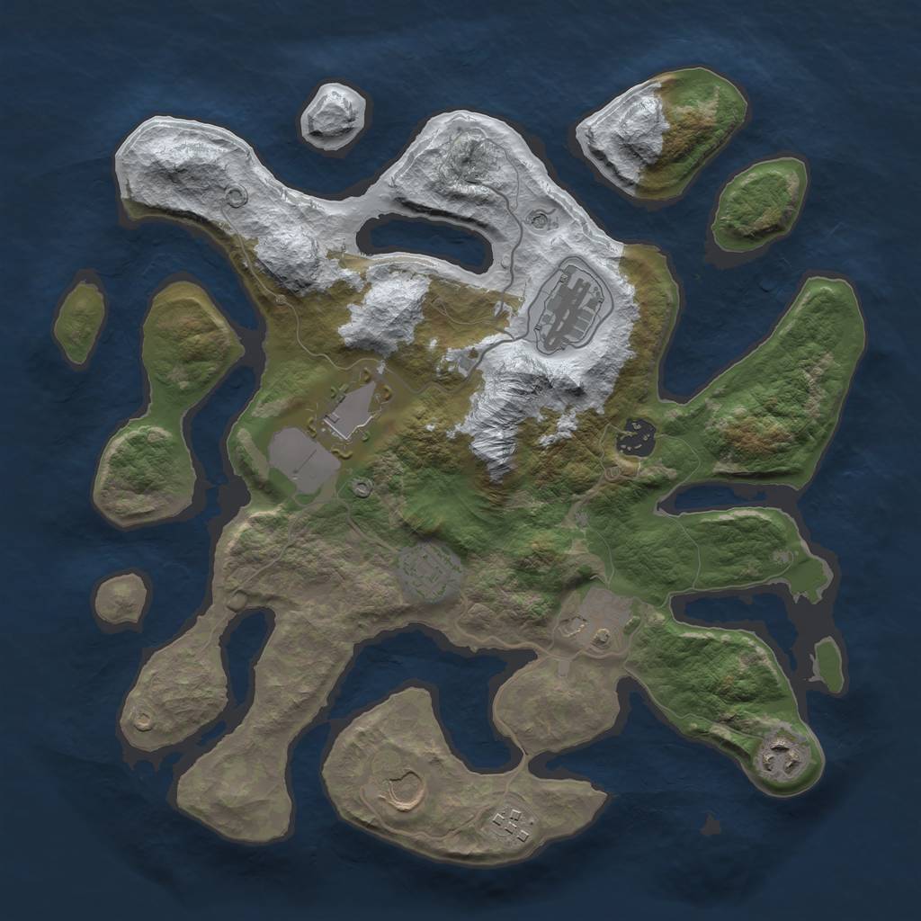 Rust Map: Barren, Size: 3500, Seed: 5358008, 11 Monuments