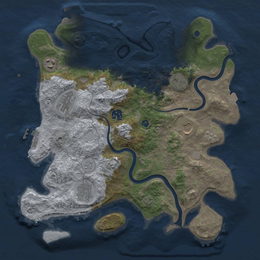 Rust Map: Procedural Map, Size: 3500, Seed: 5268836, 13 Monuments