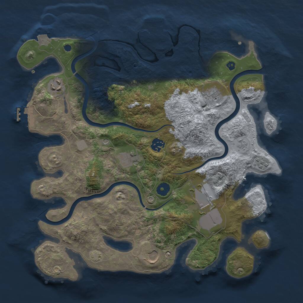 Rust Map: Procedural Map, Size: 3500, Seed: 5384809, 13 Monuments