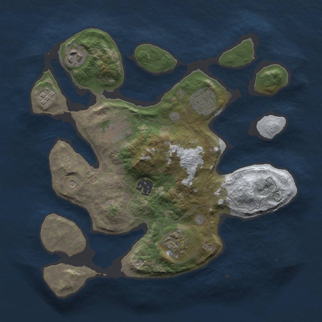 Rust Map: Barren, Size: 3000, Seed: 910493056, 9 Monuments