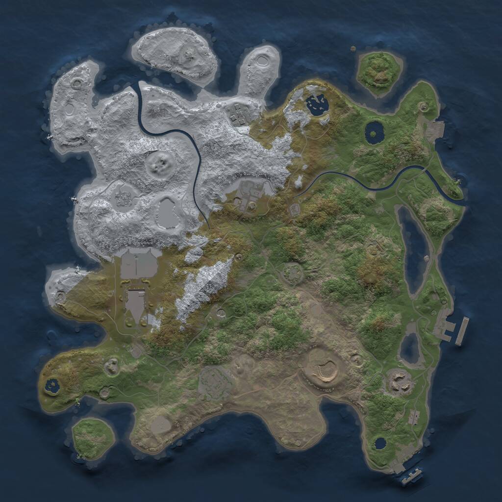 Rust Map: Procedural Map, Size: 3500, Seed: 1955211342, 13 Monuments