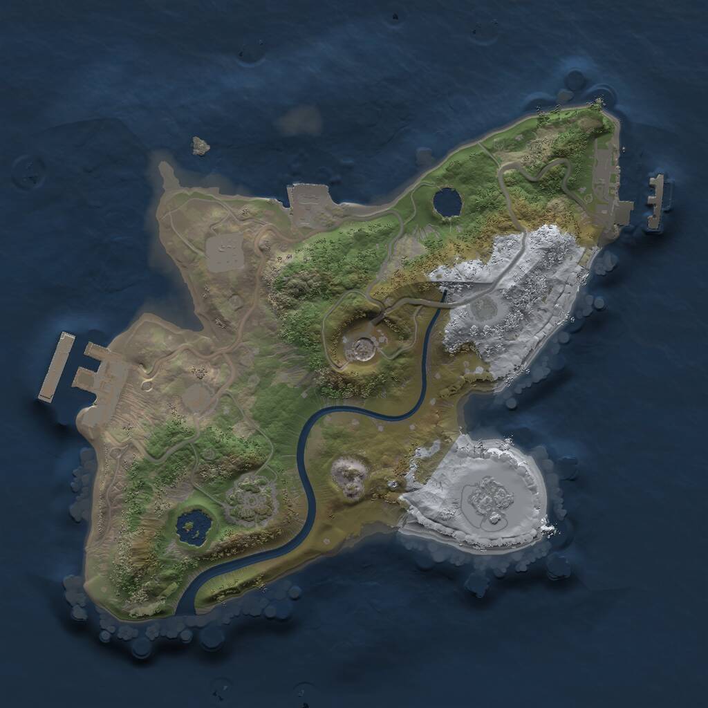 Rust Map: Procedural Map, Size: 2000, Seed: 1245514508, 6 Monuments