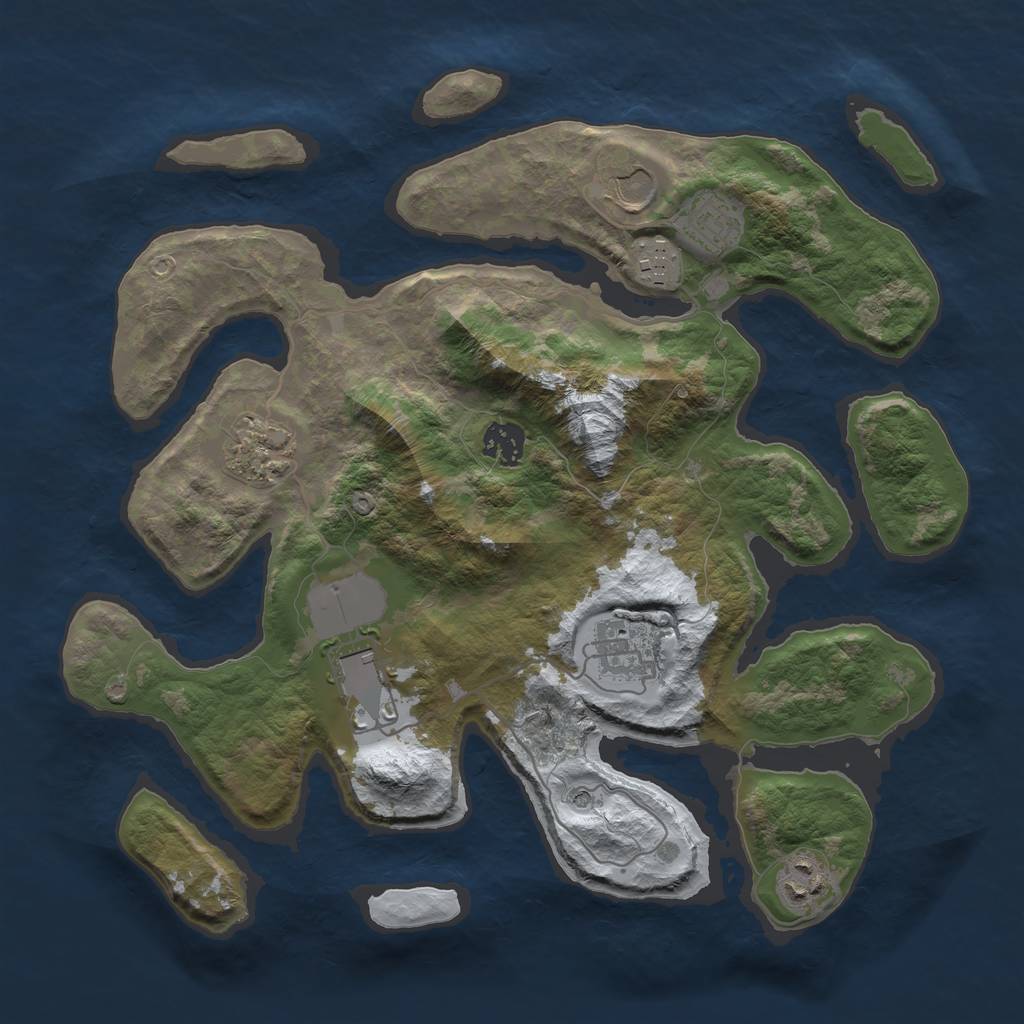 Rust Map: Barren, Size: 3500, Seed: 4550590, 11 Monuments