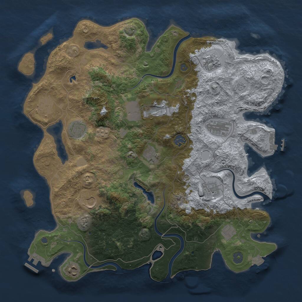 Rust Map: Procedural Map, Size: 4000, Seed: 1365540, 17 Monuments