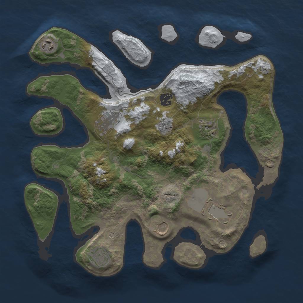 Rust Map: Barren, Size: 3500, Seed: 1678484, 11 Monuments