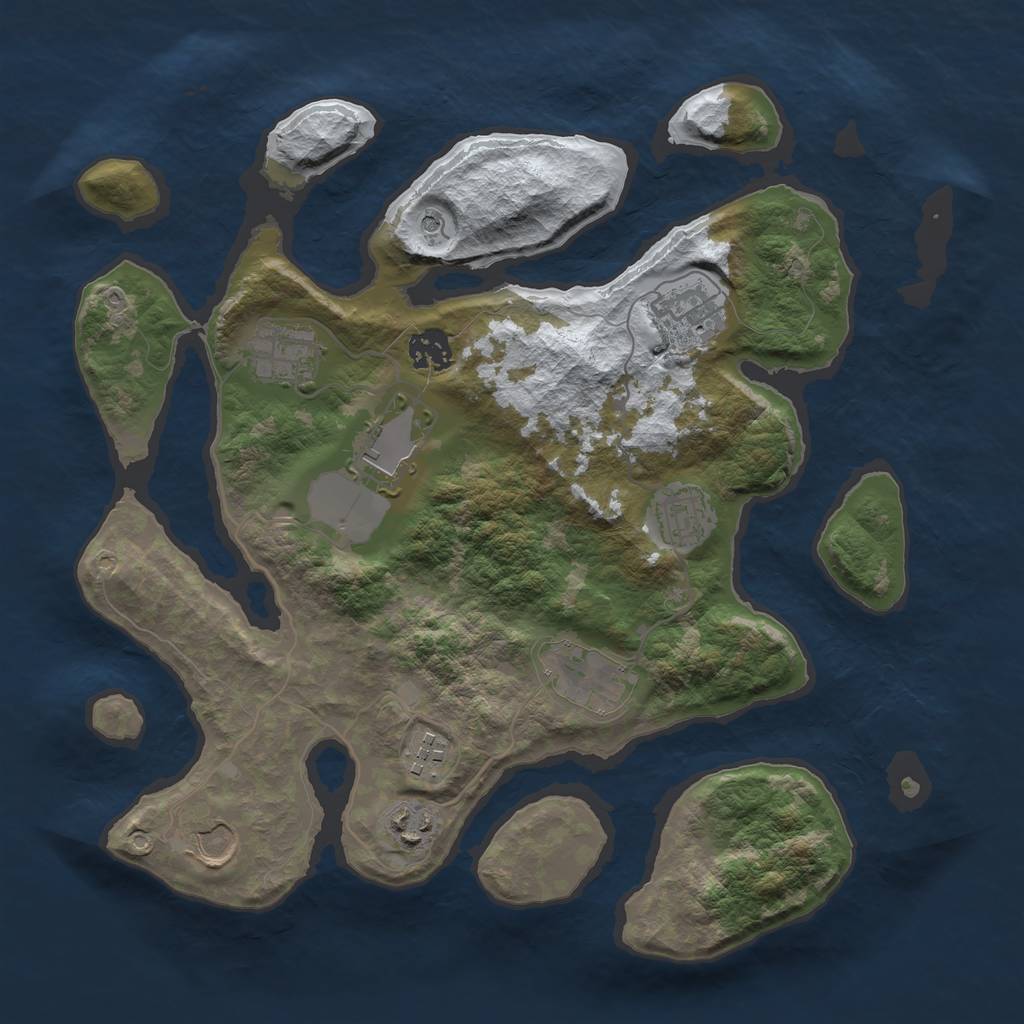 Rust Map: Barren, Size: 3500, Seed: 3467397, 12 Monuments