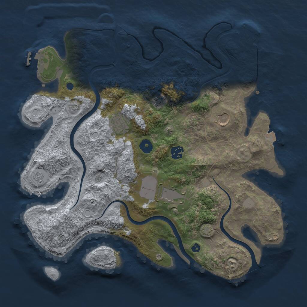 Rust Map: Procedural Map, Size: 3500, Seed: 5808735, 11 Monuments