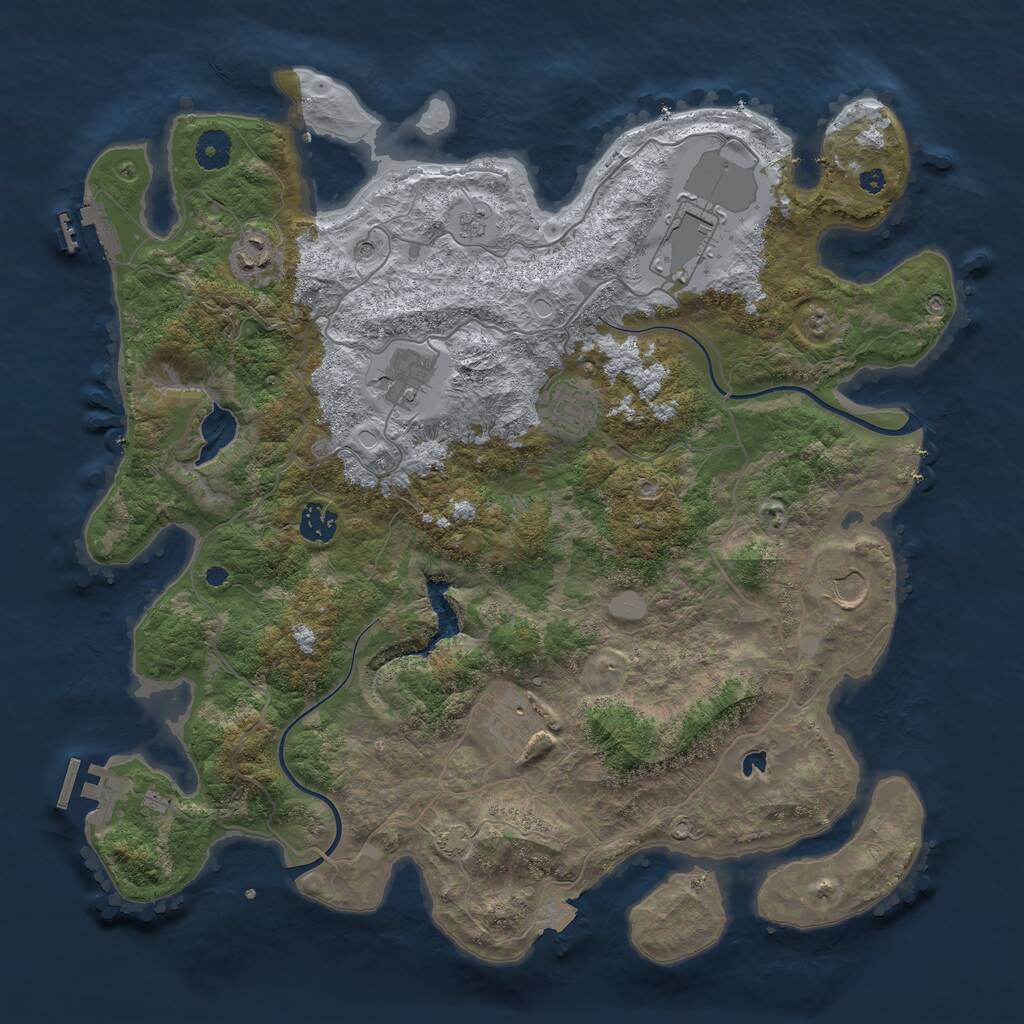 Rust Map: Procedural Map, Size: 4000, Seed: 2829457, 13 Monuments