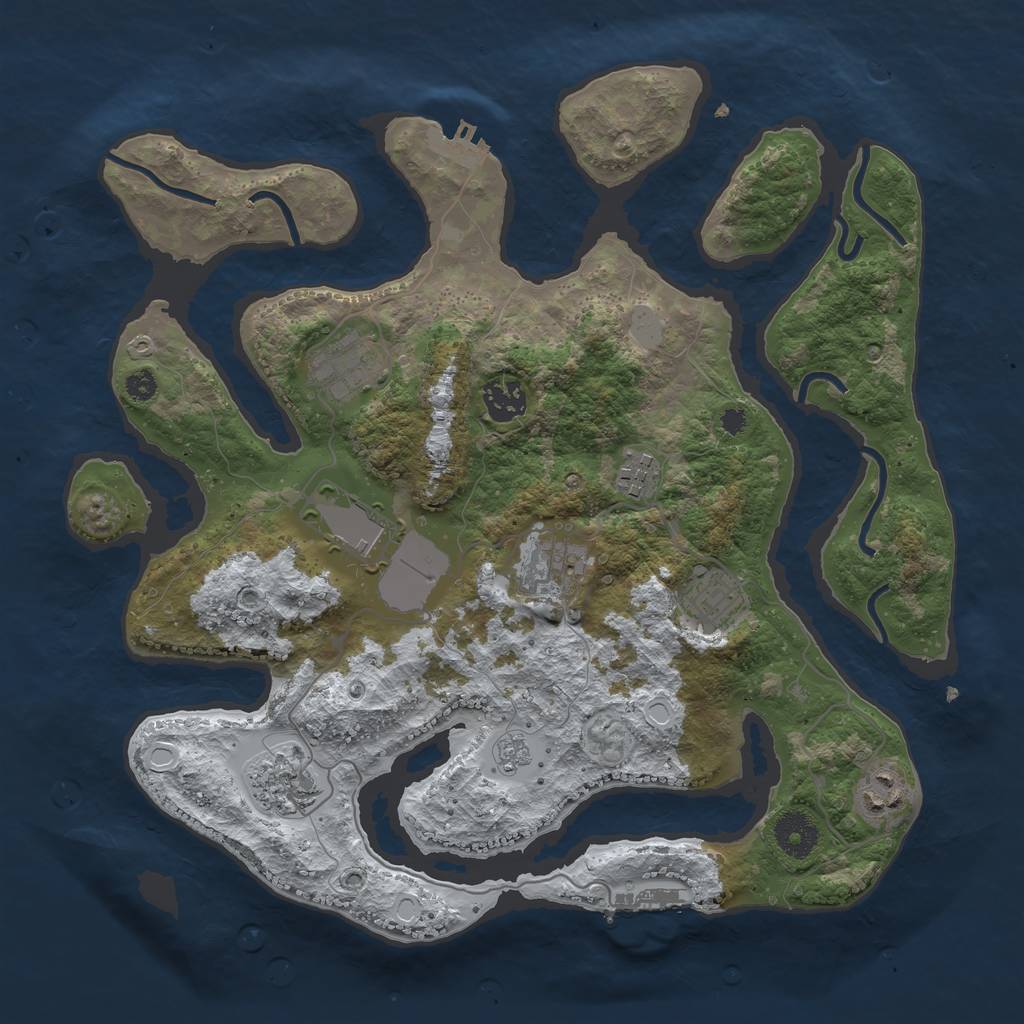 Rust Map: Procedural Map, Size: 3500, Seed: 599269, 16 Monuments