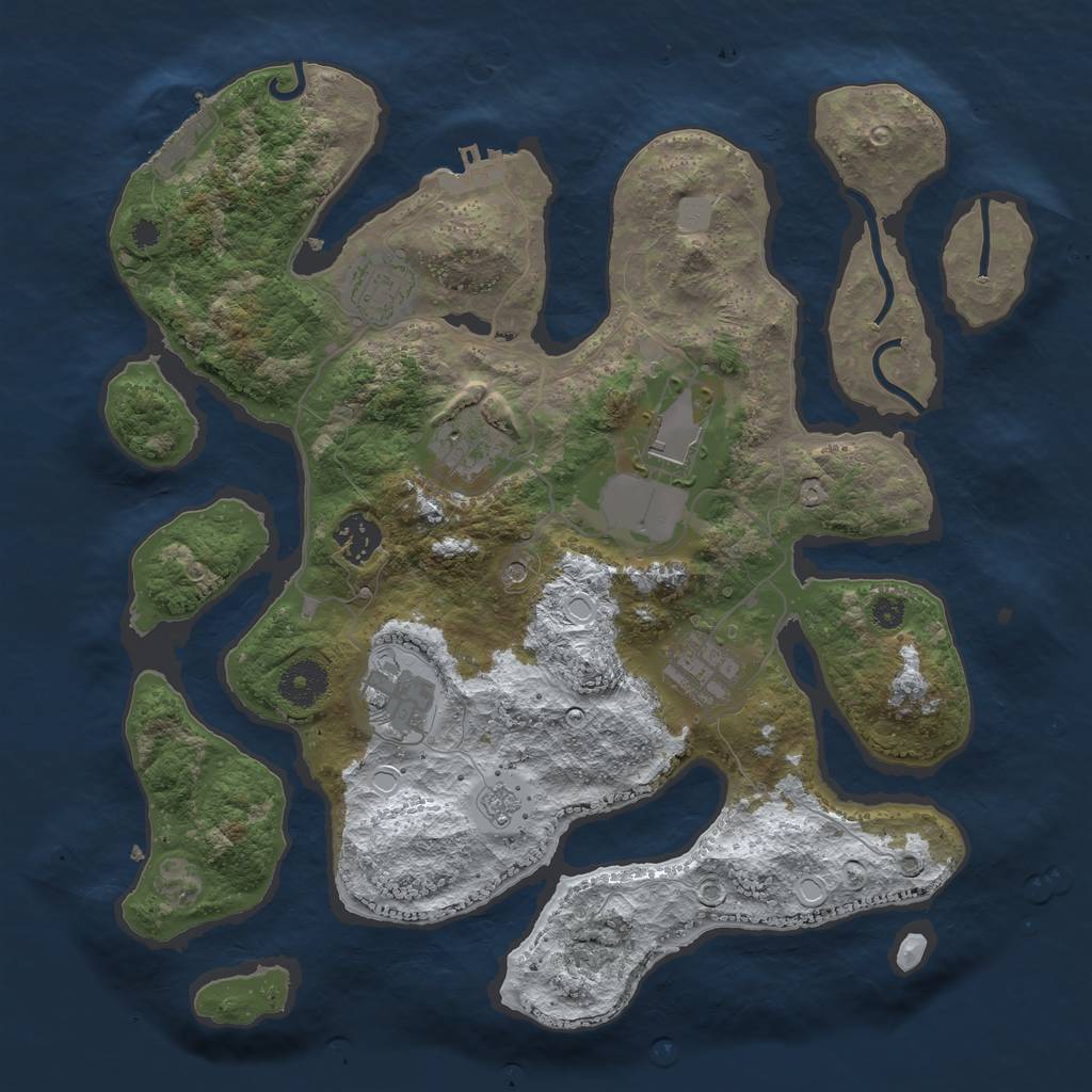 Rust Map: Procedural Map, Size: 3500, Seed: 5369413, 15 Monuments