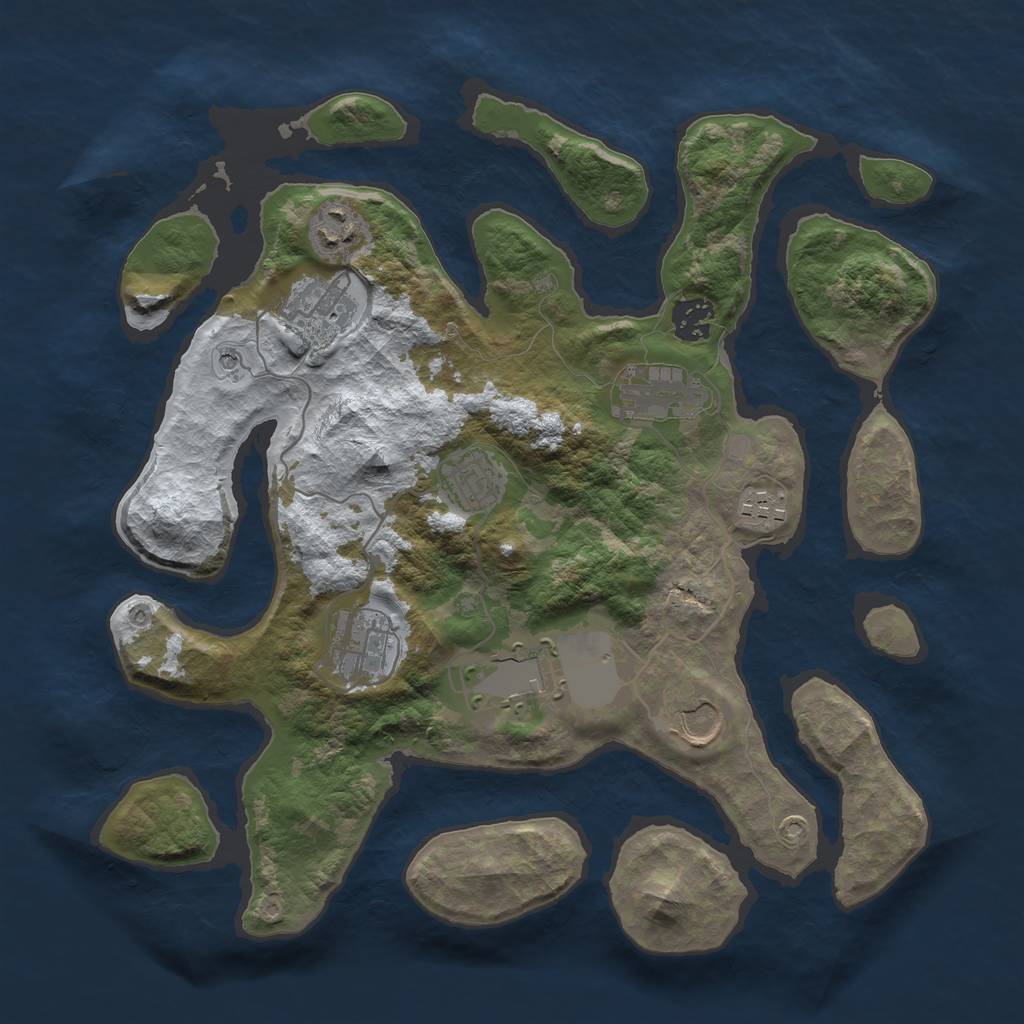 Rust Map: Barren, Size: 3500, Seed: 919350, 12 Monuments
