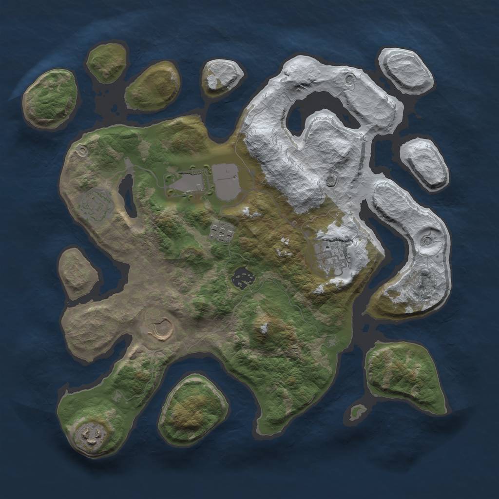Rust Map: Barren, Size: 3500, Seed: 4073603, 10 Monuments