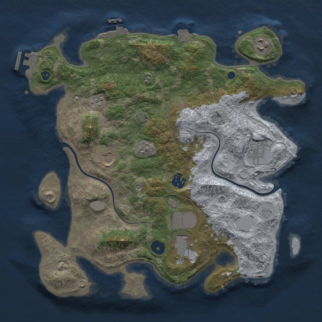 Rust Map: Procedural Map, Size: 3500, Seed: 5935691, 12 Monuments