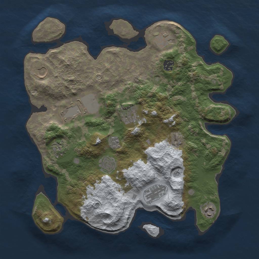 Rust Map: Barren, Size: 3500, Seed: 5780257, 13 Monuments