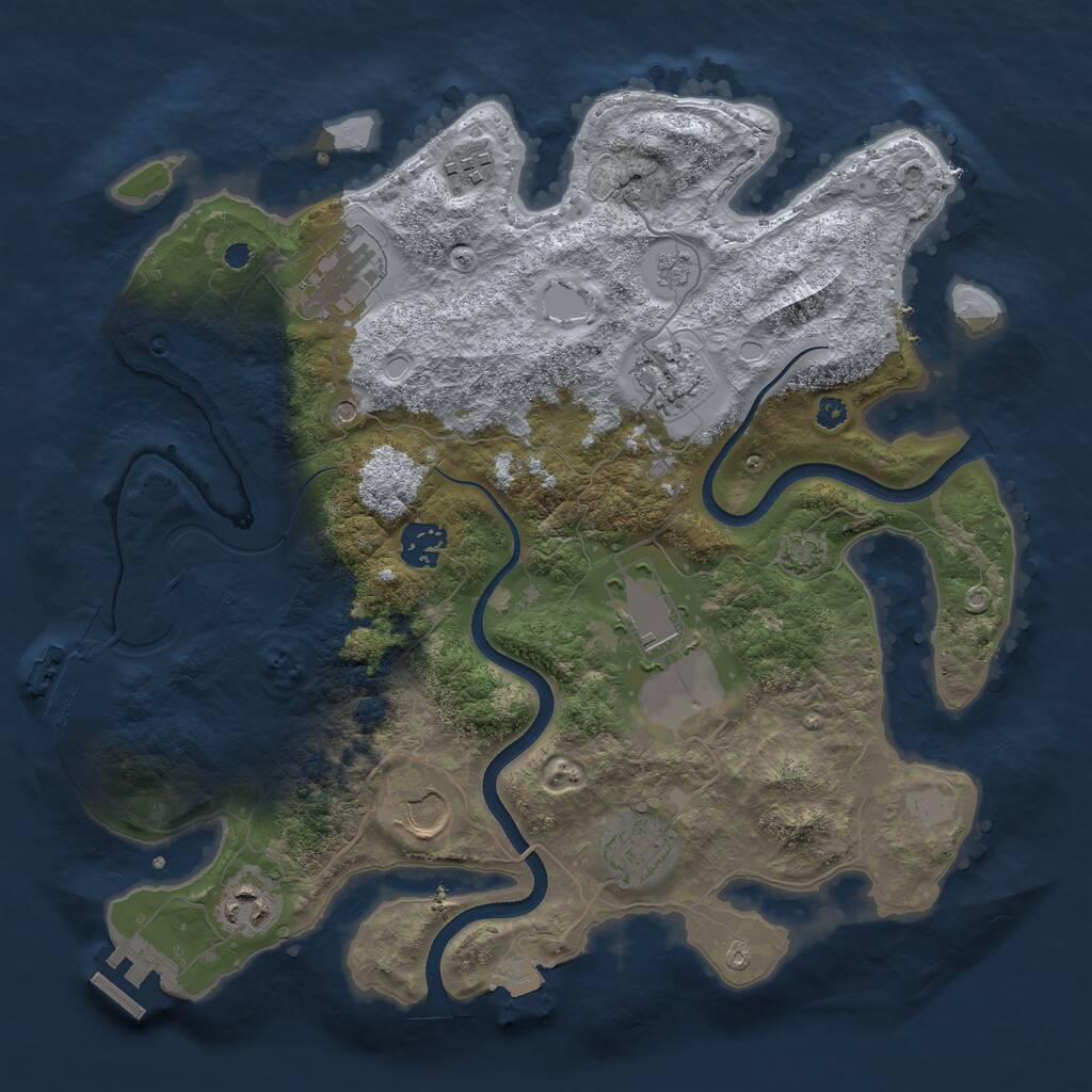 Rust Map: Procedural Map, Size: 3500, Seed: 4174798, 14 Monuments