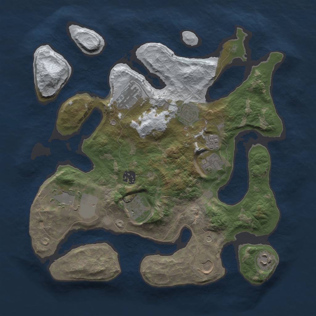 Rust Map: Barren, Size: 3500, Seed: 6149114, 12 Monuments