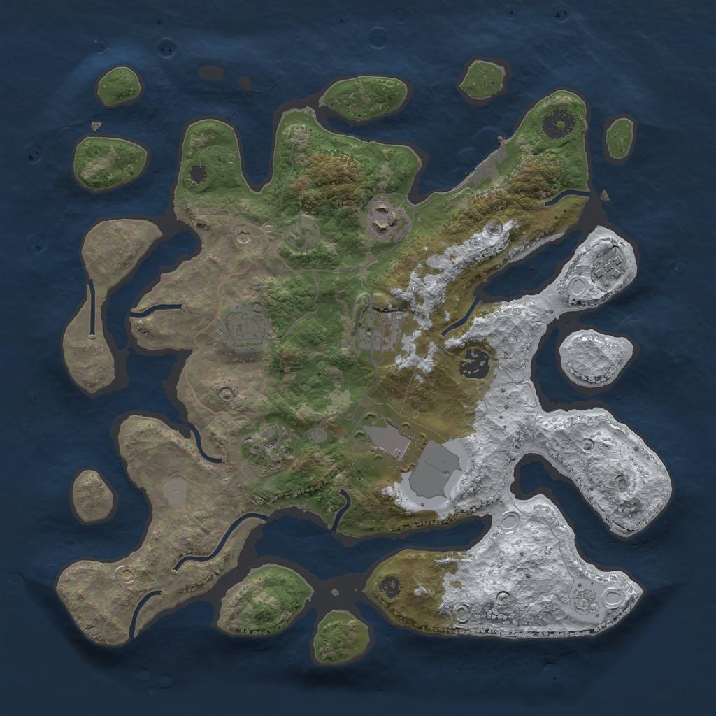 Rust Map: Procedural Map, Size: 3500, Seed: 6279218, 15 Monuments
