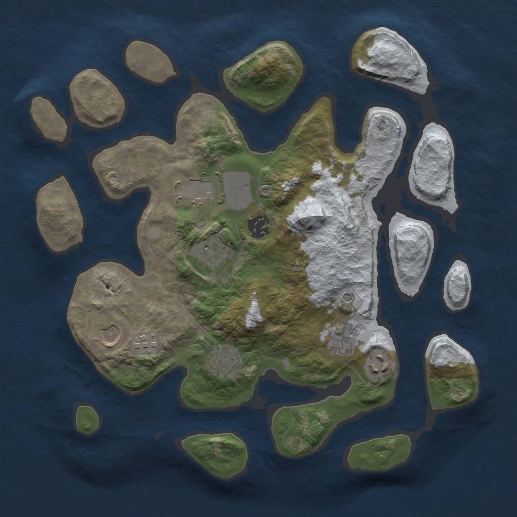 Rust Map: Barren, Size: 3500, Seed: 5958217, 11 Monuments