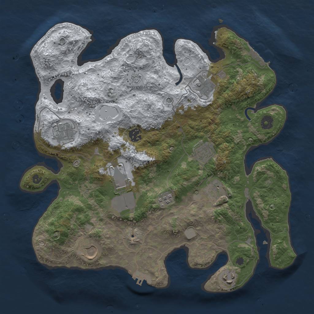 Rust Map: Procedural Map, Size: 3500, Seed: 1581997, 18 Monuments