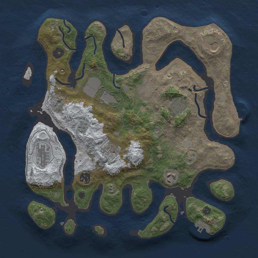 Rust Map: Procedural Map, Size: 3500, Seed: 3148428, 17 Monuments