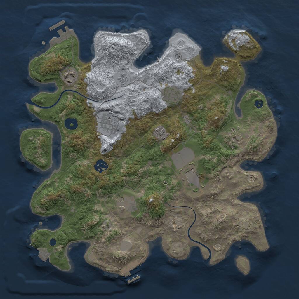 Rust Map: Procedural Map, Size: 3500, Seed: 1584043, 14 Monuments
