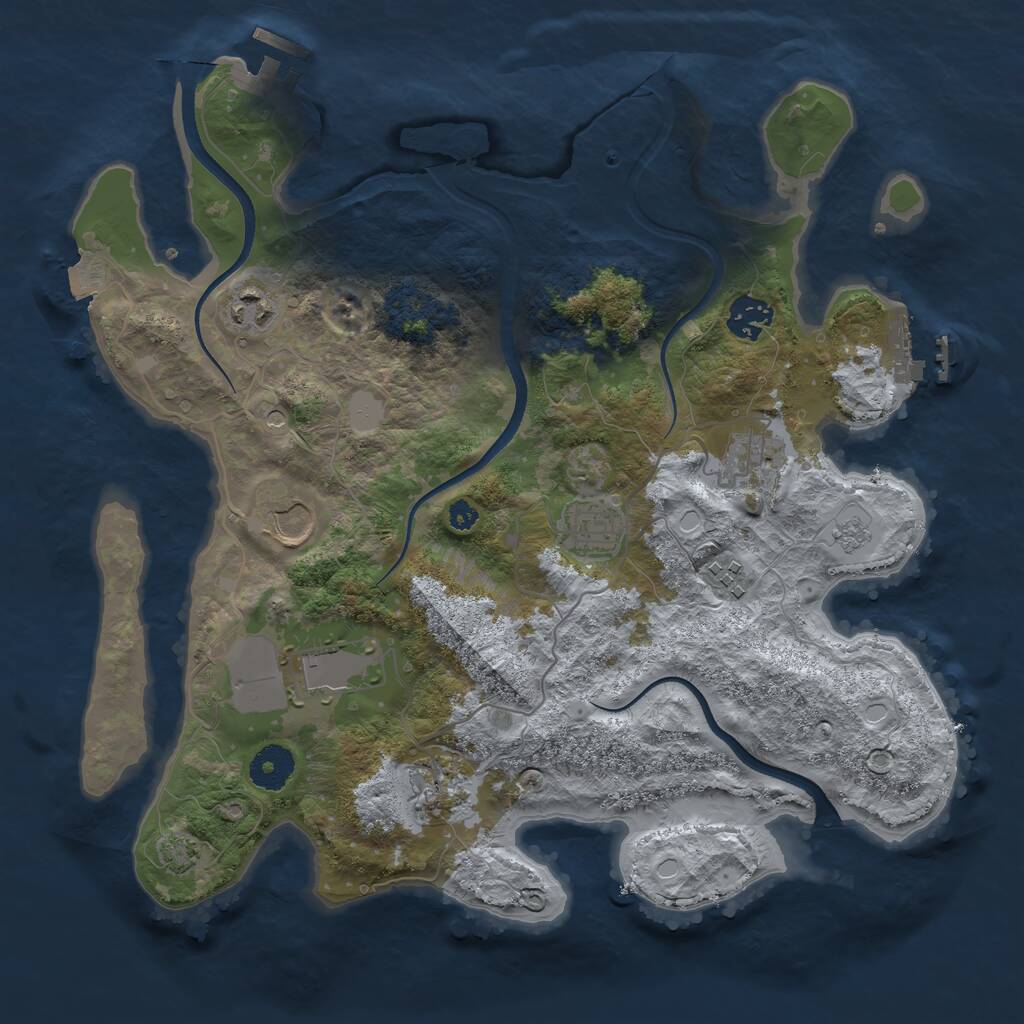 Rust Map: Procedural Map, Size: 3500, Seed: 3886697, 14 Monuments