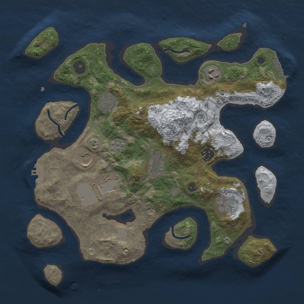 Rust Map: Procedural Map, Size: 3500, Seed: 4803650, 16 Monuments