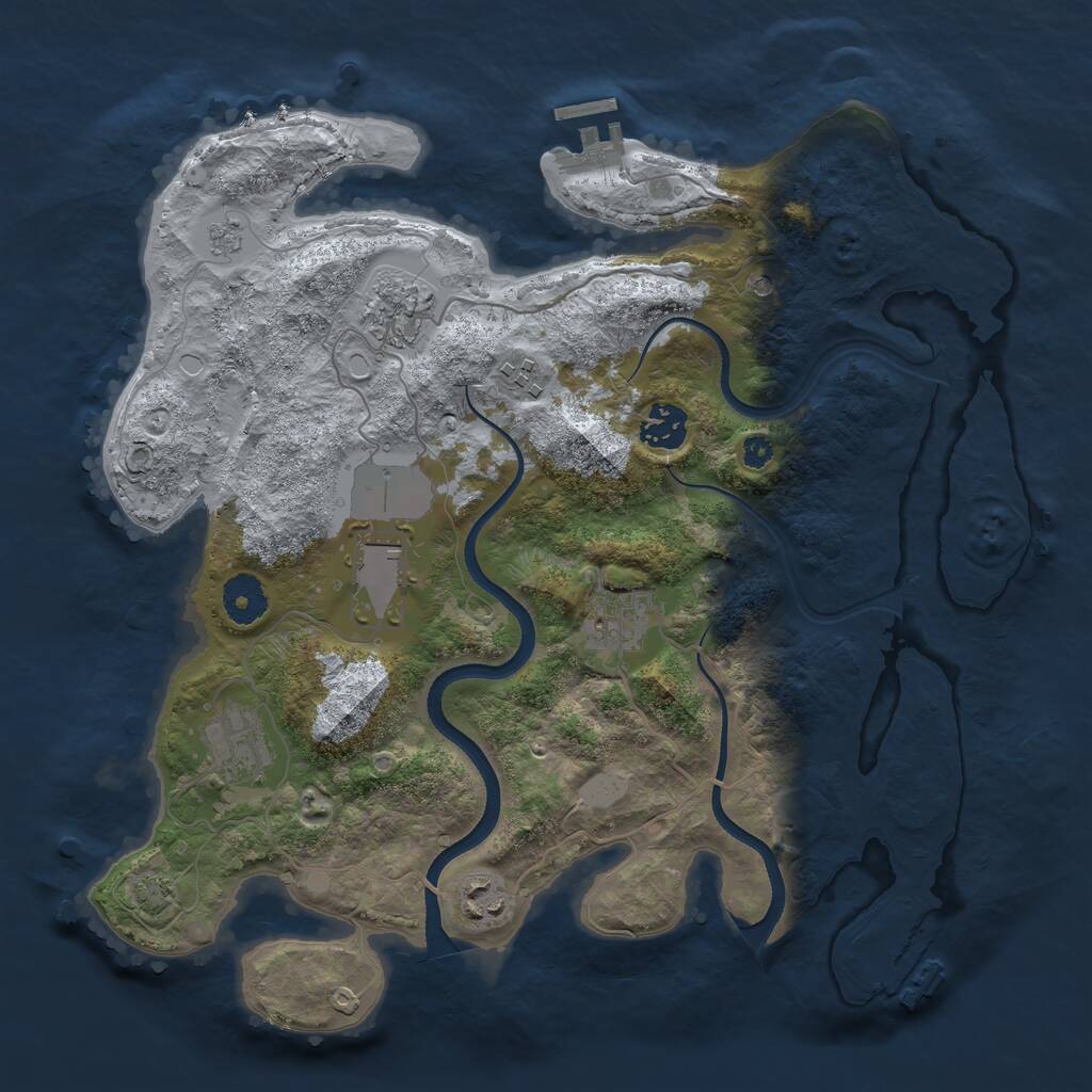 Rust Map: Procedural Map, Size: 3500, Seed: 4717708, 13 Monuments