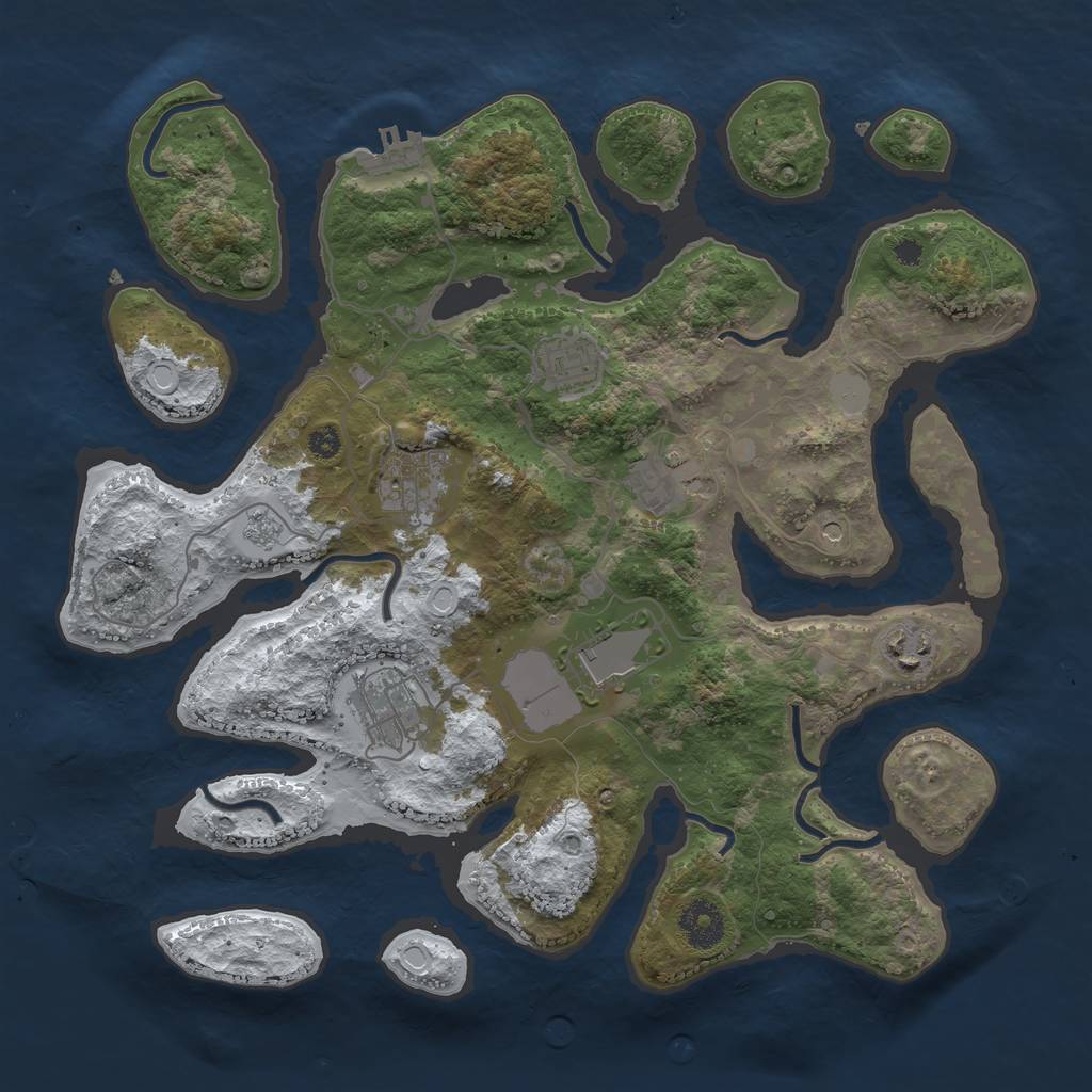 Rust Map: Procedural Map, Size: 3500, Seed: 4606300, 14 Monuments