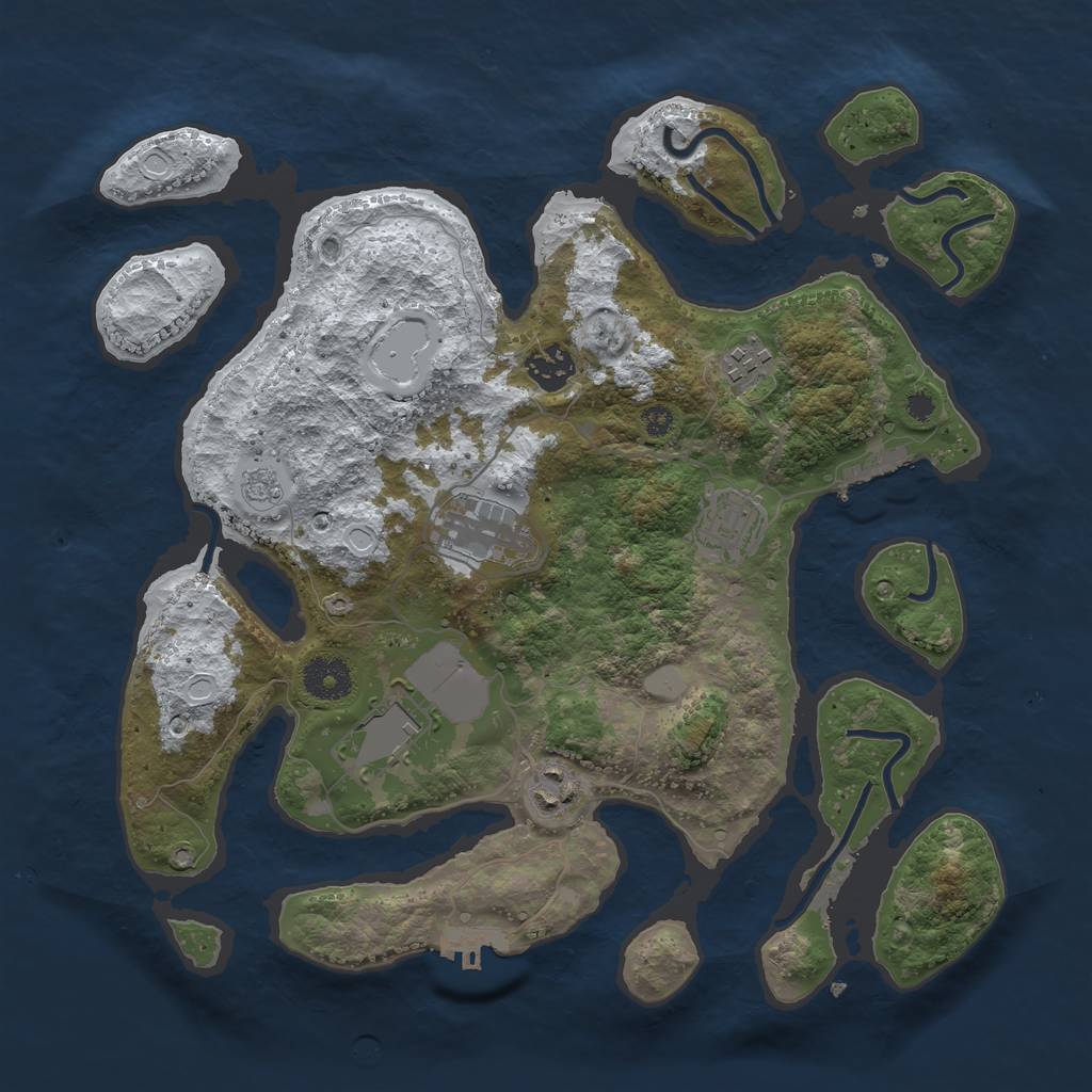 Rust Map: Procedural Map, Size: 3500, Seed: 2318649, 14 Monuments