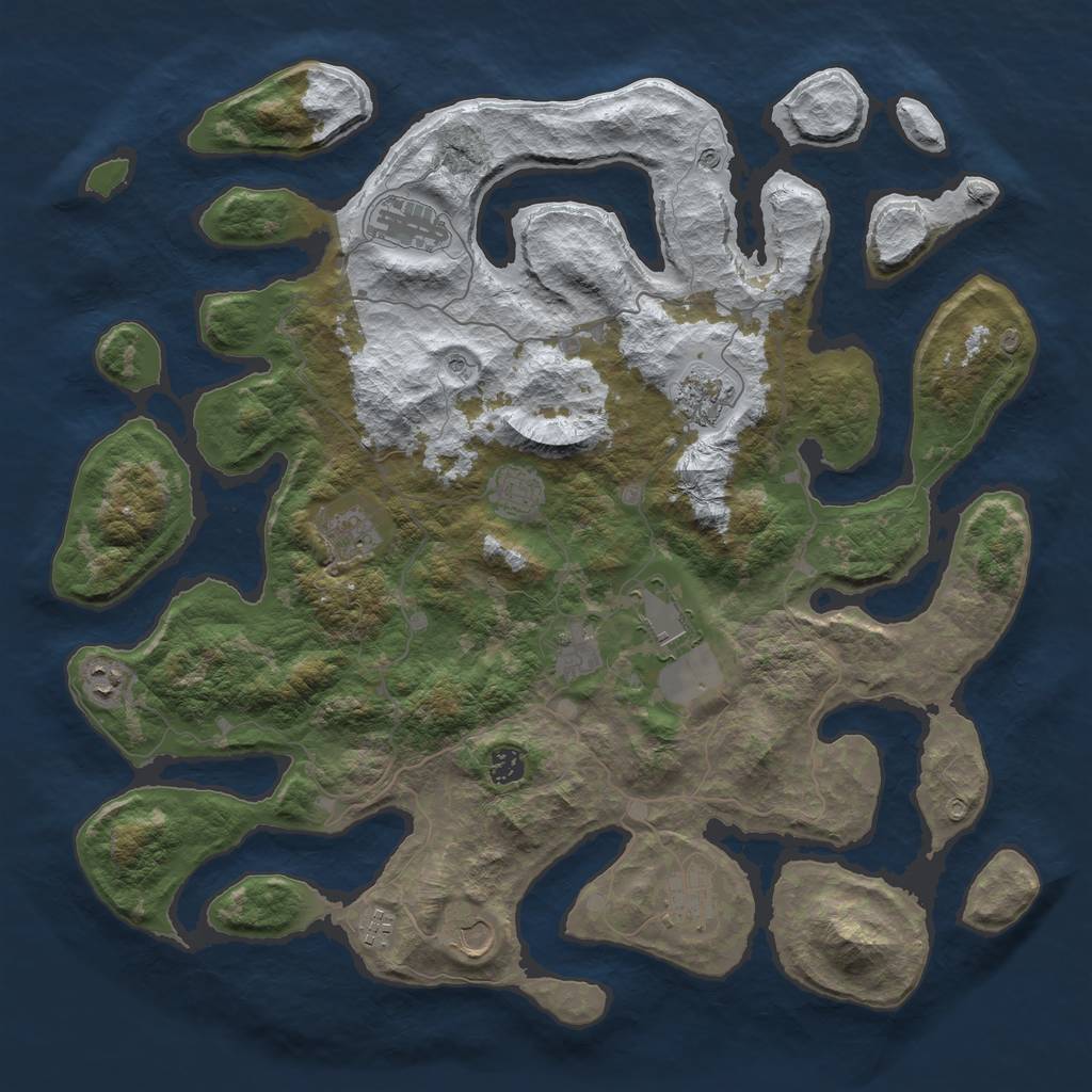 Rust Map: Barren, Size: 4500, Seed: 4500, 14 Monuments