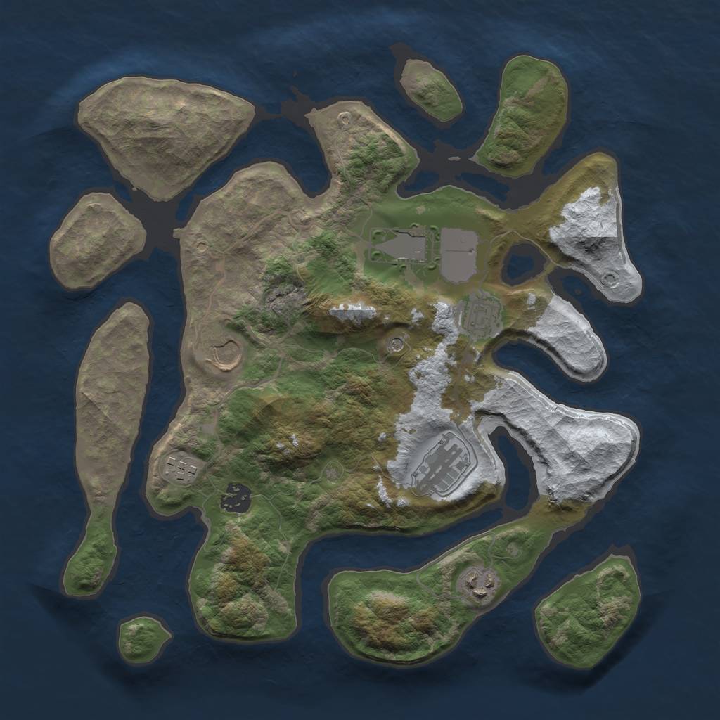 Rust Map: Barren, Size: 3500, Seed: 191, 10 Monuments