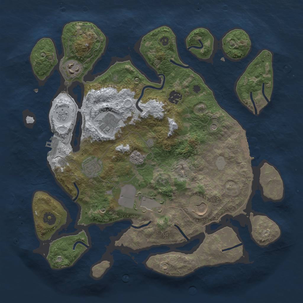 Rust Map: Procedural Map, Size: 3500, Seed: 1693572443, 16 Monuments