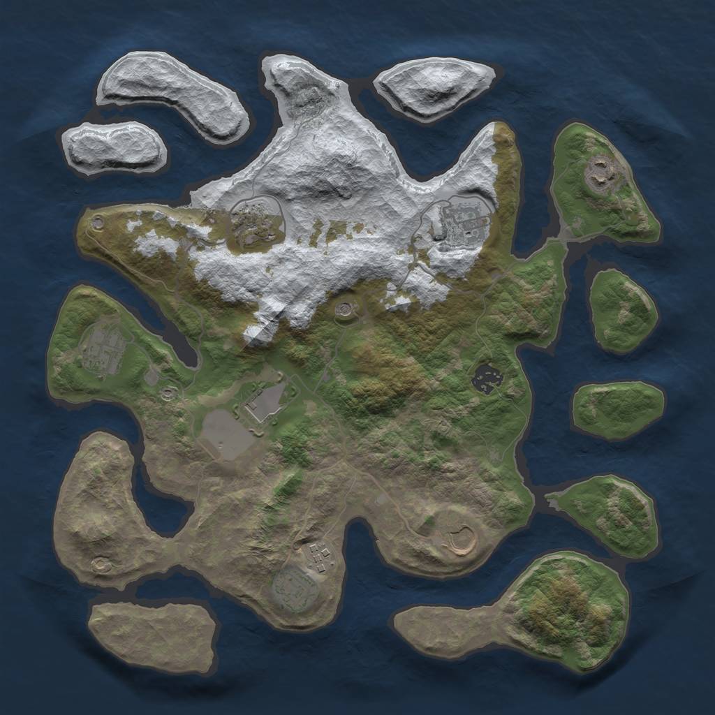 Rust Map: Barren, Size: 3700, Seed: 90322, 12 Monuments