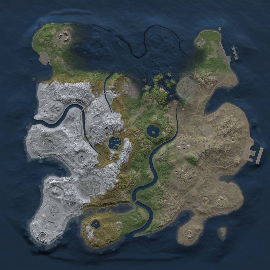 Rust Map: Procedural Map, Size: 3200, Seed: 1392345, 13 Monuments