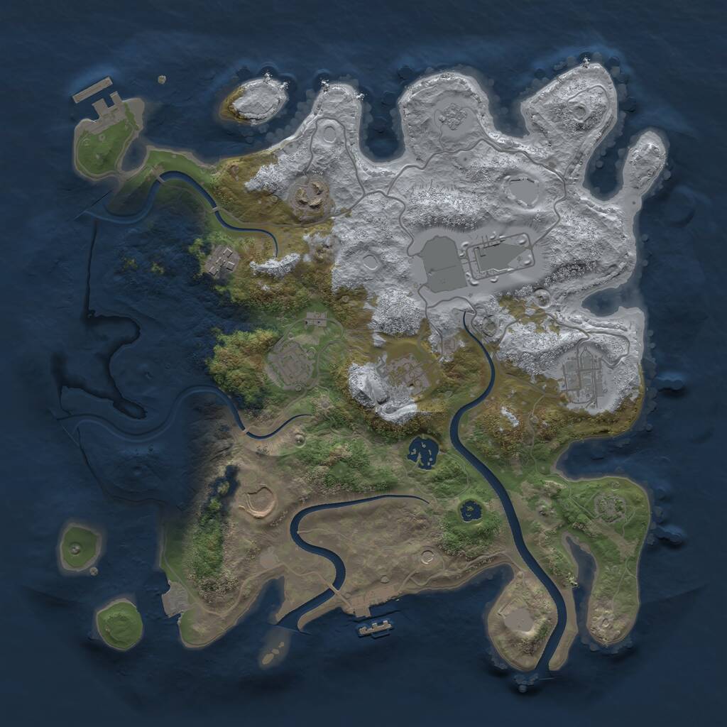 Rust Map: Procedural Map, Size: 3500, Seed: 1120378, 14 Monuments