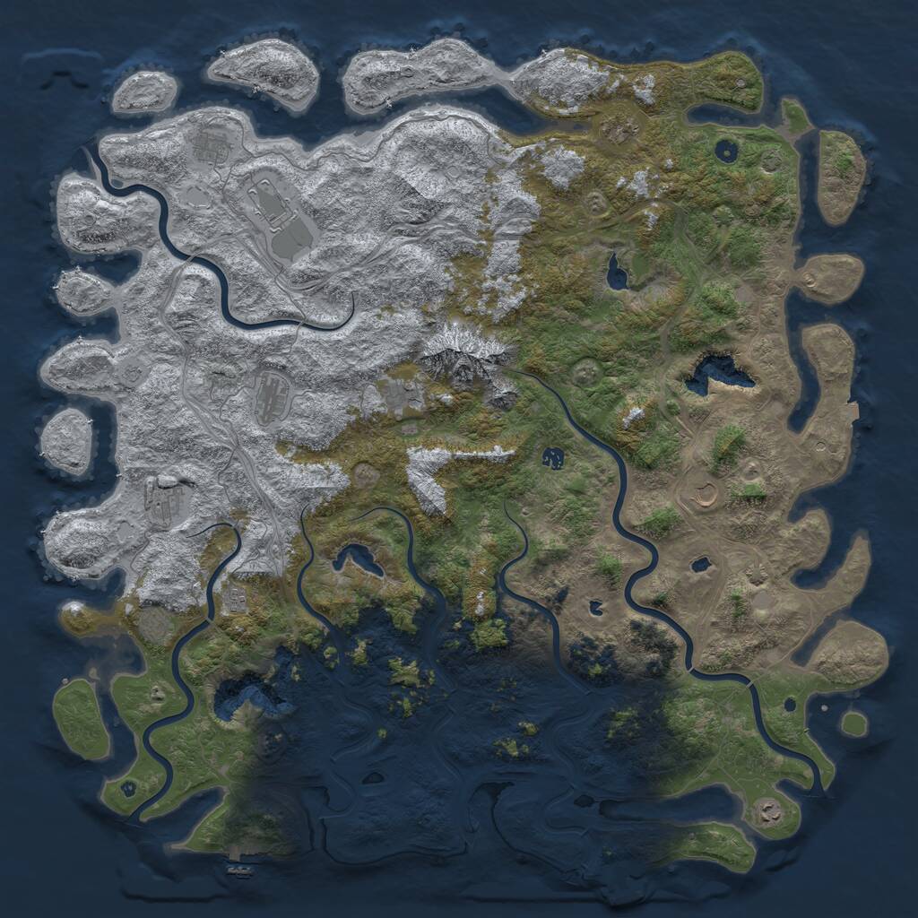 Rust Map: Procedural Map, Size: 6000, Seed: 3110, 17 Monuments