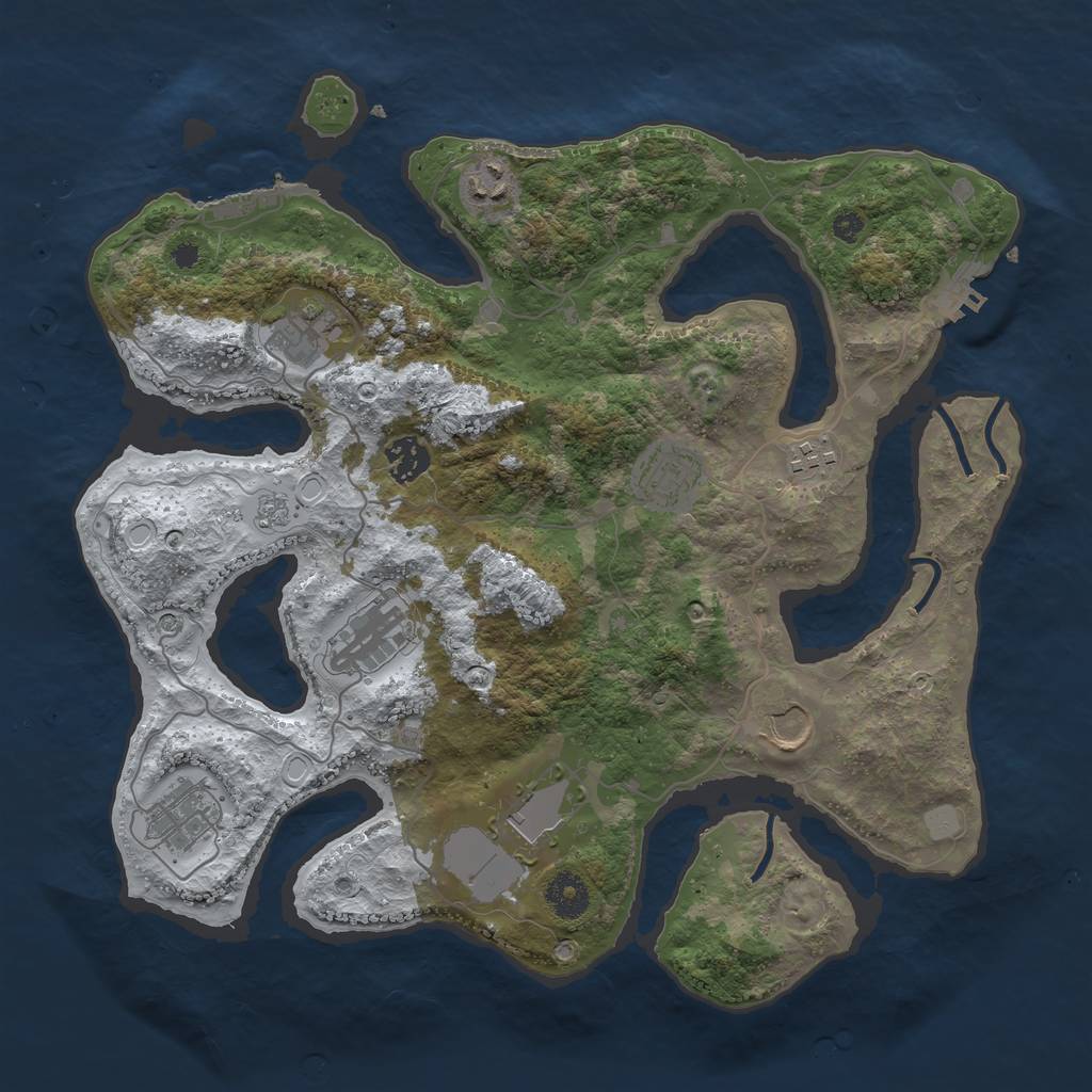 Rust Map: Procedural Map, Size: 3650, Seed: 1219836915, 18 Monuments