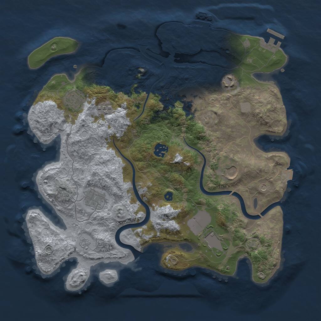 Rust Map: Procedural Map, Size: 3500, Seed: 6402293, 14 Monuments